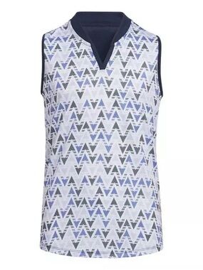 NWT Adidas HEAT.RDY Sleeveless Golf Polo Top Girls S 9-10Y Blue Print